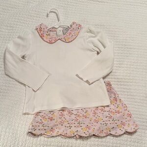 Betty Floral Scallop Skort and Collar Shirt by the Proper Peony - Pima Knit